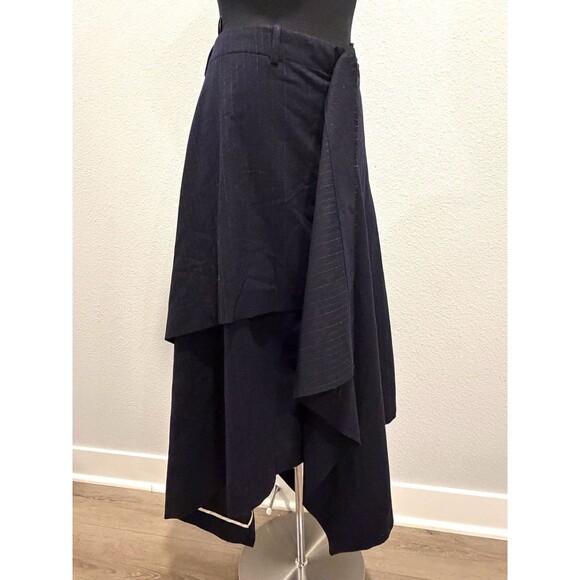 Zara Women Midi Skirt Small Black Pinstriped handkerchief Asymmetric High Low - Picture 8 of 14